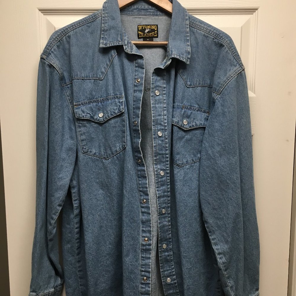 Wyoming Traders Long Sleeve Denim Western Shirt XL